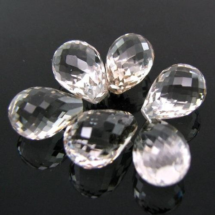 25.5Ct 6pc Wholesale Lot Natural Clear White Topaz Tear Drop Faceted Gems 10X7mm