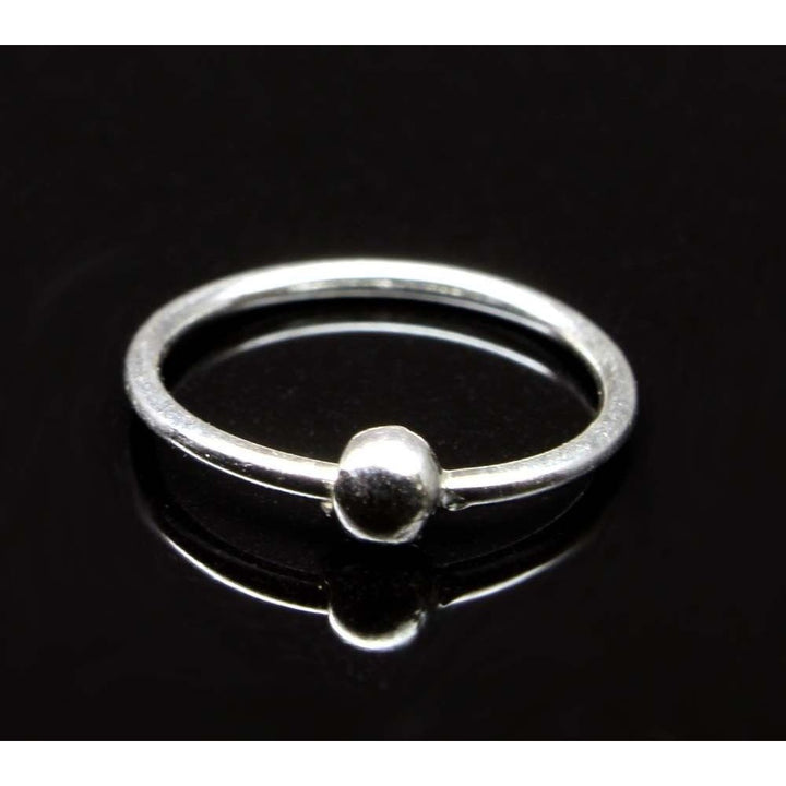 Plain wire ball closure Sterling Silver hoop Nose Ring endless 22 Gauge