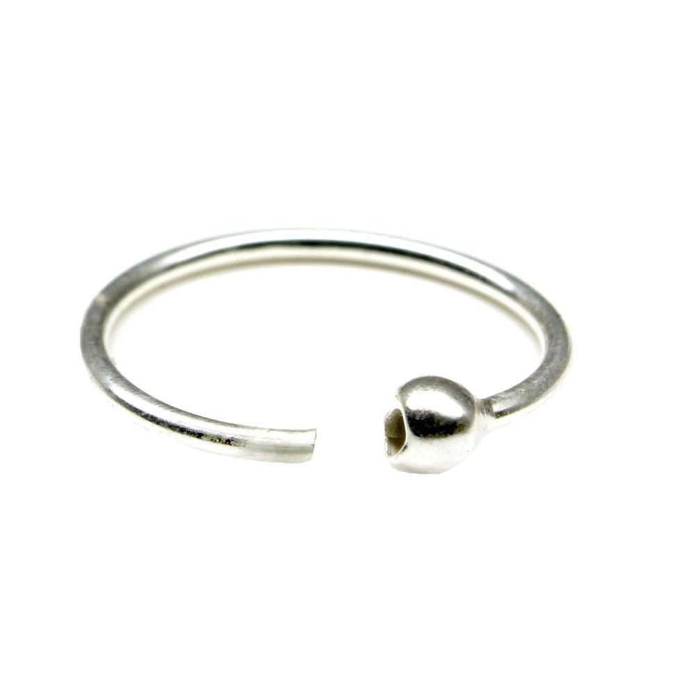 Plain wire ball closure Sterling Silver hoop Nose Ring endless 22 Gauge