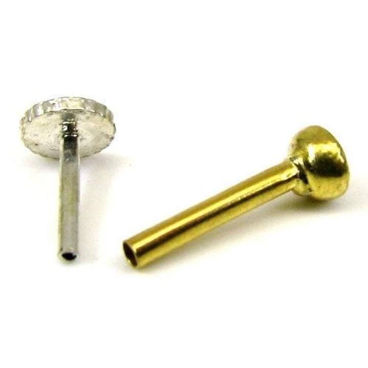 Tinny Dot Small Single CZ Studded Body Piercing Nose Stud Pin Solid Real 14k Yellow Gold