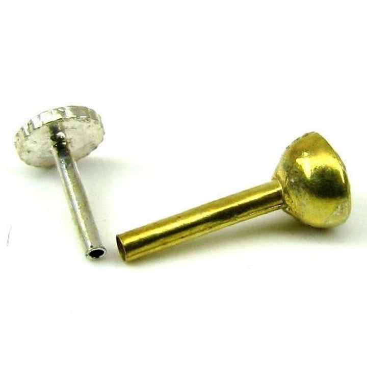 Indian Style Single CZ Studded Body Piercing Jewelry Nose Stud Pin Solid Real 14k Yellow Gold