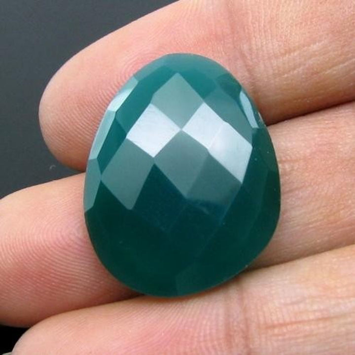 16.1Ct 100% Natural Green Onyx Checker Faceted Gemstone