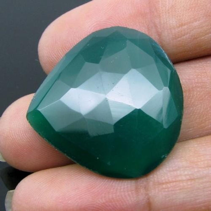 24.7Ct 100% Natural Green Onyx Checker Faceted Gemstone