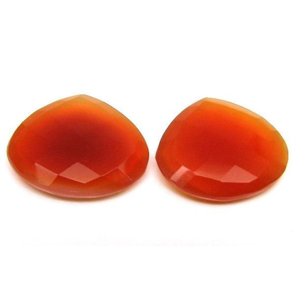 36.7Ct Pair Natural Orange Carnelian Agate Fine Pear Faceted Gemstones