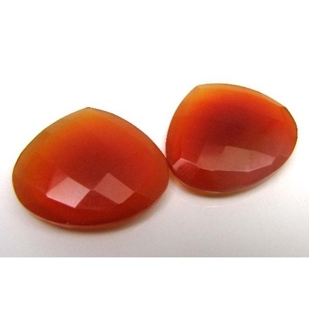 36.7Ct Pair Natural Orange Carnelian Agate Fine Pear Faceted Gemstones