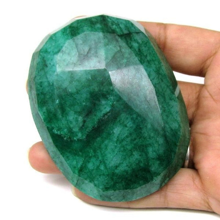 Rare Huge 667Ct Natural Brazilian Green Emerald Oval Shape Faceted Gemstone