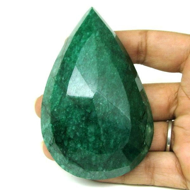 Rare Huge 623Ct Natural Brazilian Green Emerald Pear Shape Faceted Gemstone