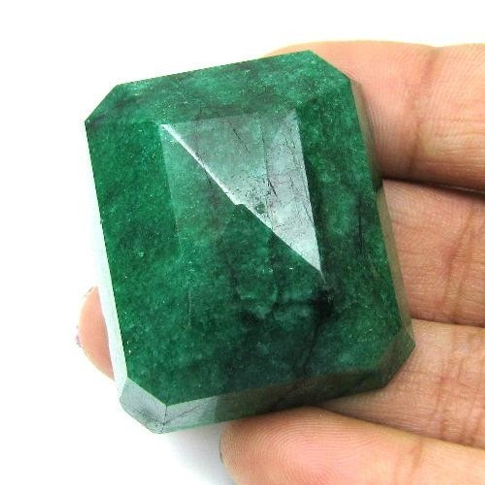 198.2Ct Natural Brazilian Green Emerald Rectangle Shape Faceted Gemstone