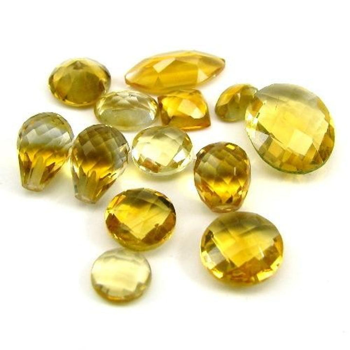 10.7Ct 13pc Wholesale Lot Natural Yellow Citrine Mix Shape Faceted Gemstones