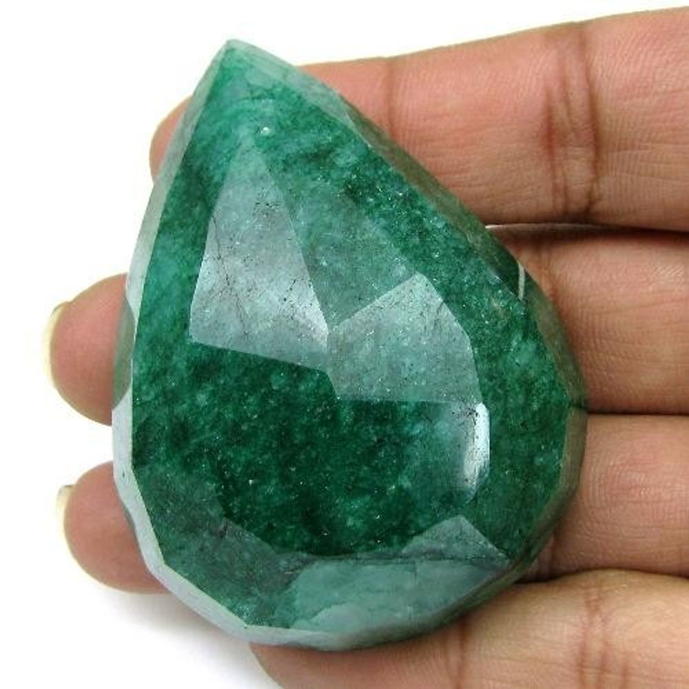 294.6Ct Natural Brazilian Green Emerald Pear Shape Faceted Gemstone