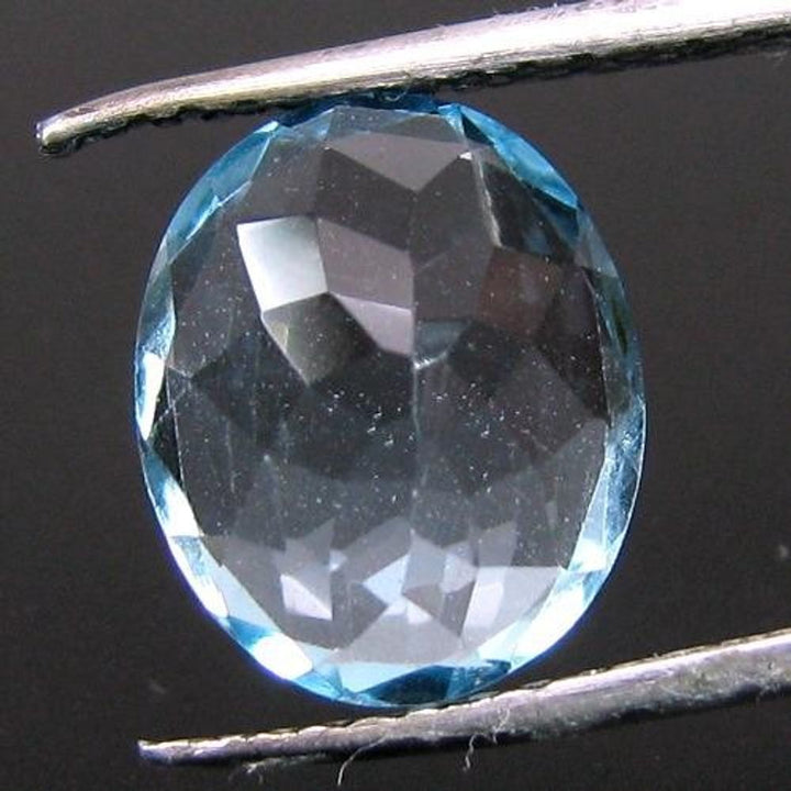 CERTIFIED 4.07Ct Natural Blue TOPAZ Oval Faceted Clear Gemstone