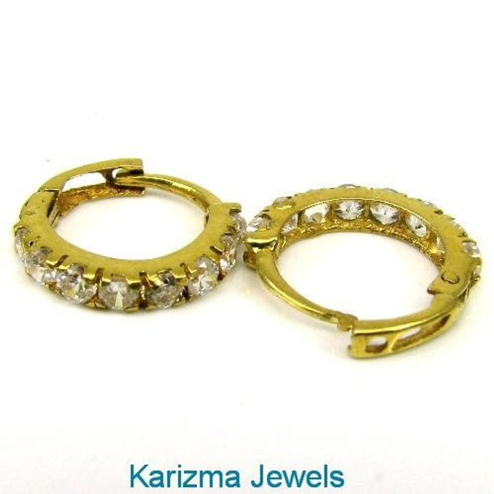 Bollywood Indian Style EARRINGS HOOP Style PAIR 14k Solid Real Gold
