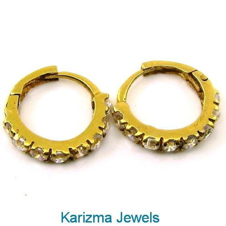 Bollywood Indian Style EARRINGS HOOP Style PAIR 14k Solid Real Gold