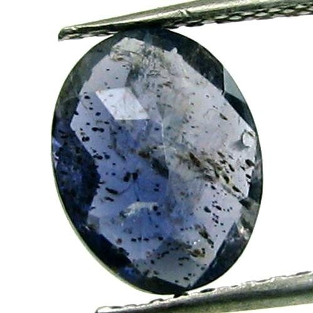 1.9Ct Natural Iolite Violet Blue Oval Checker Cut Gemstone