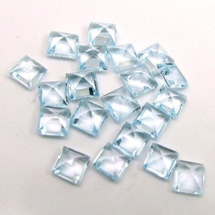 22.1Ct 16pc 6mm Natural Blue Topaz Setting Square Faceted Gemstones