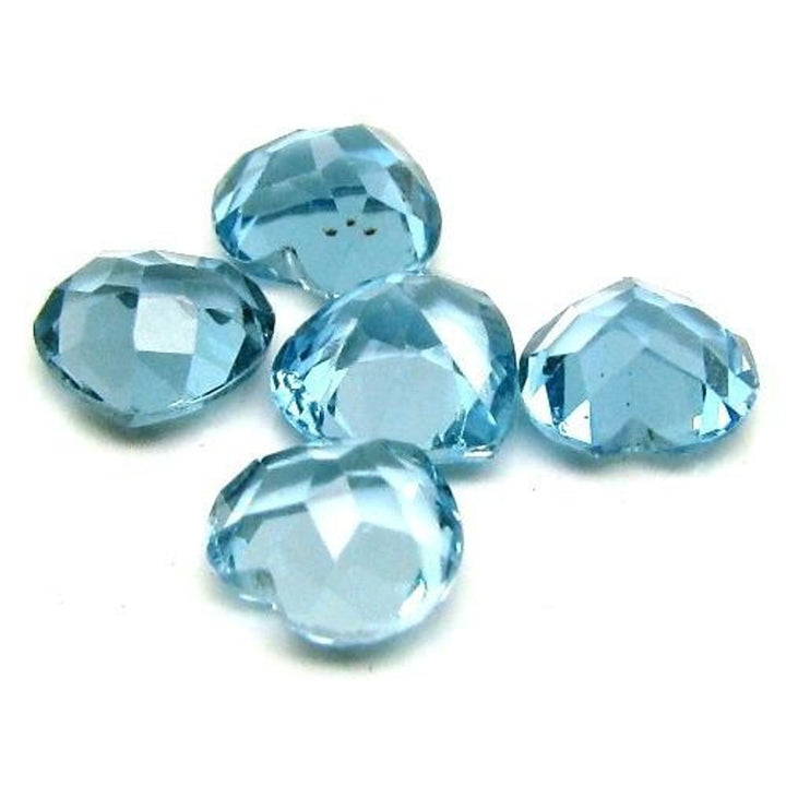 4.6Ct 5Pc Lot Natural������London Blue Topaz Heart  Faceted 6mm Gemstones