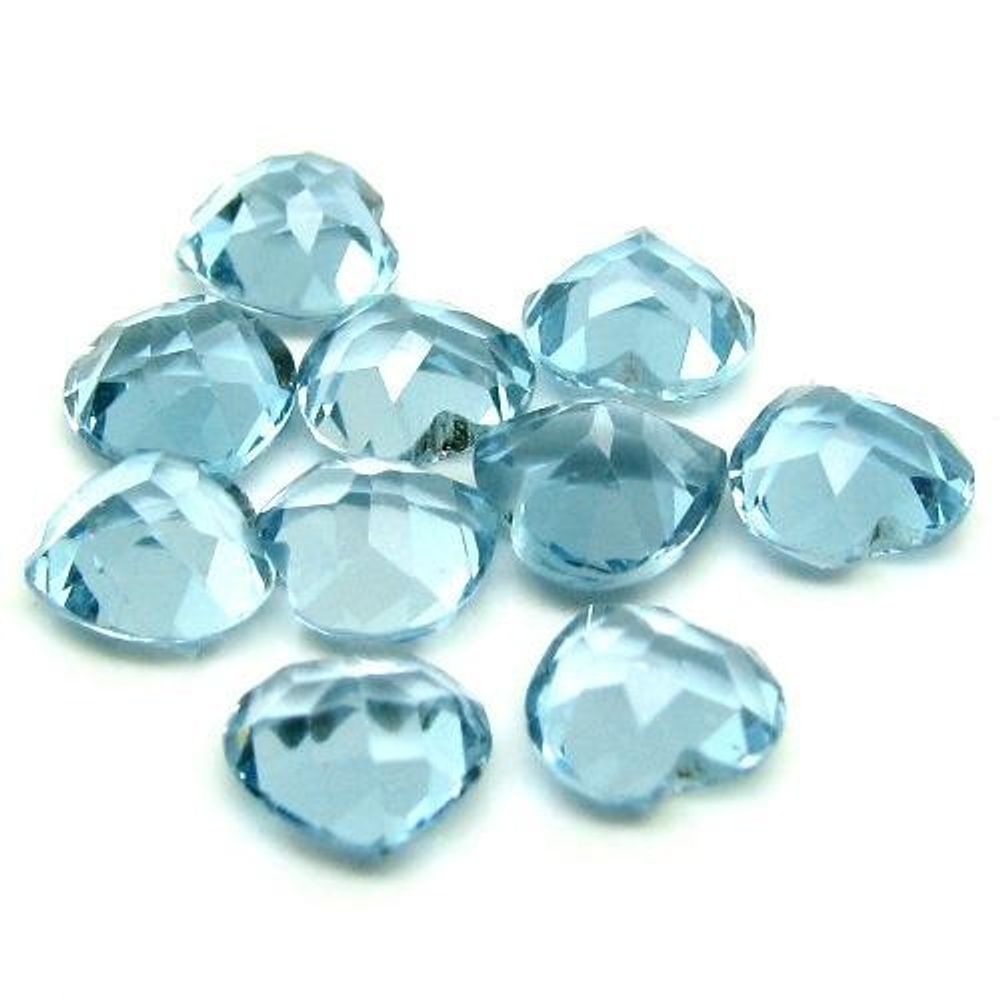 9.3Ct 10Pc Lot Natural������London Blue Topaz Heart  Faceted 6mm Gemstones