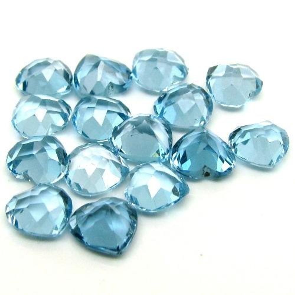 14.2Ct 15Pc Lot Natural������London Blue Topaz Heart  Faceted 6mm Gemstones