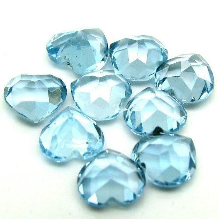 7.9Ct 9Pc Lot Natural������London Blue Topaz Heart  Faceted 6mm Gemstones