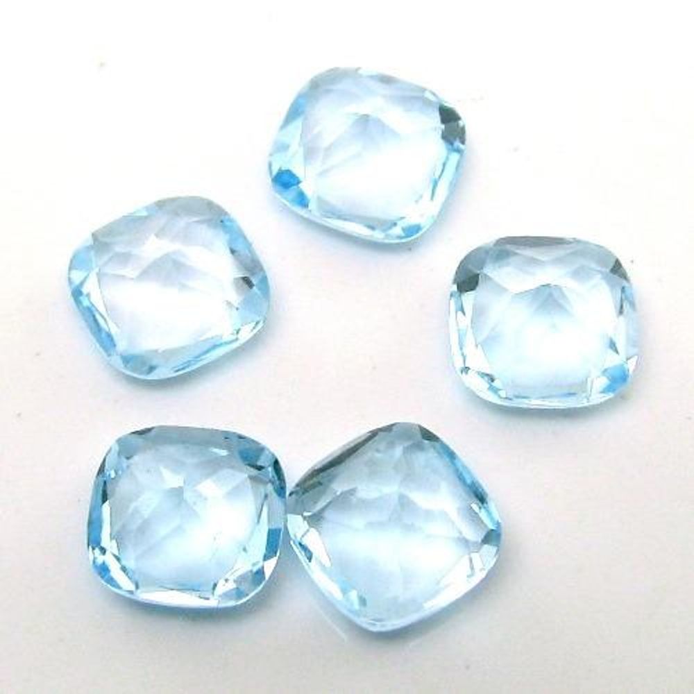 8.9Ct 10pc 6mm Natural Blue Topaz Setting Cushion Faceted Gemstones