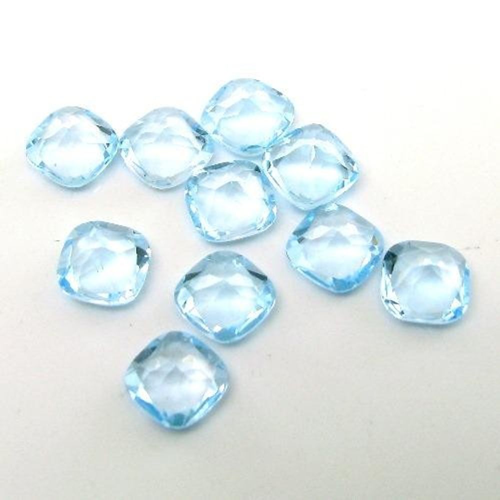 13.9Ct 15pc 6mm Natural Blue Topaz Setting Cushion Faceted Gemstones
