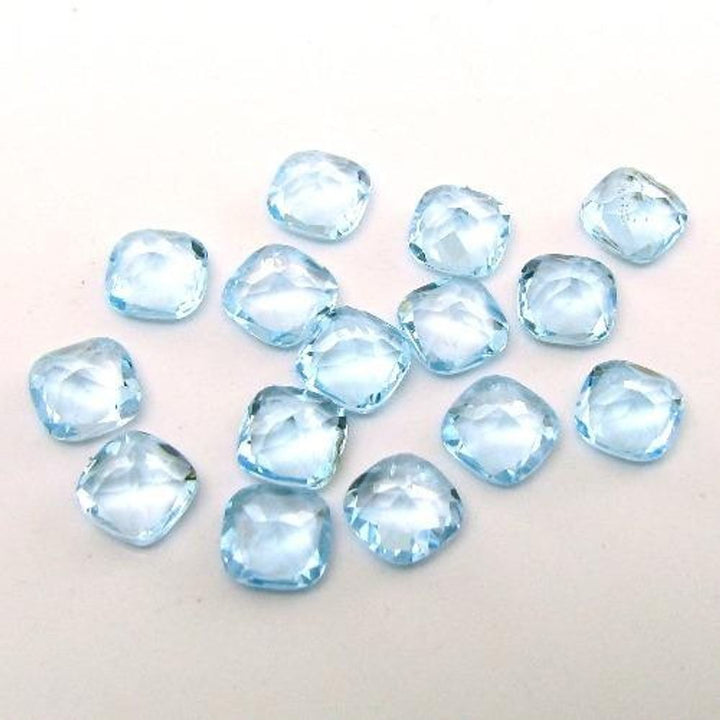 18.1Ct 20pc 6mm Natural Blue Topaz Setting Cushion Faceted Gemstones