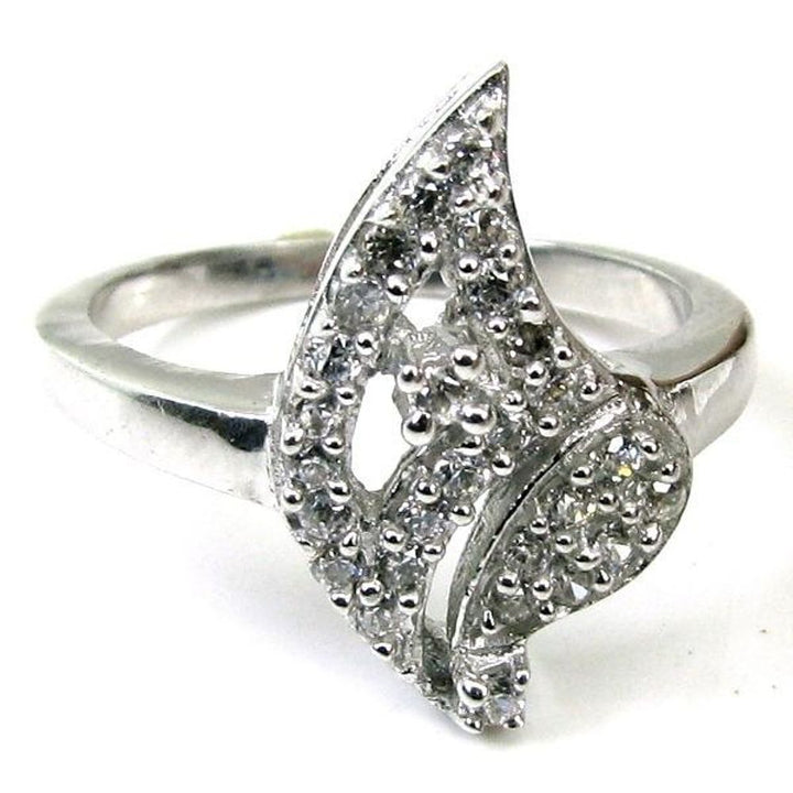 Real Solid .925 Sterling Silver Ring CZ Studded Platinum Finish