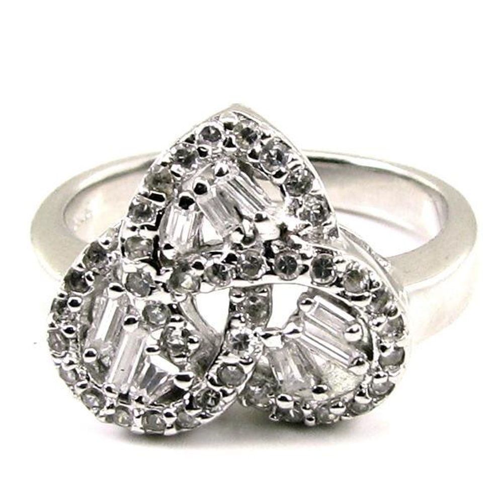 Real Solid .925 Sterling Silver Ring CZ Studded Platinum Finish L2