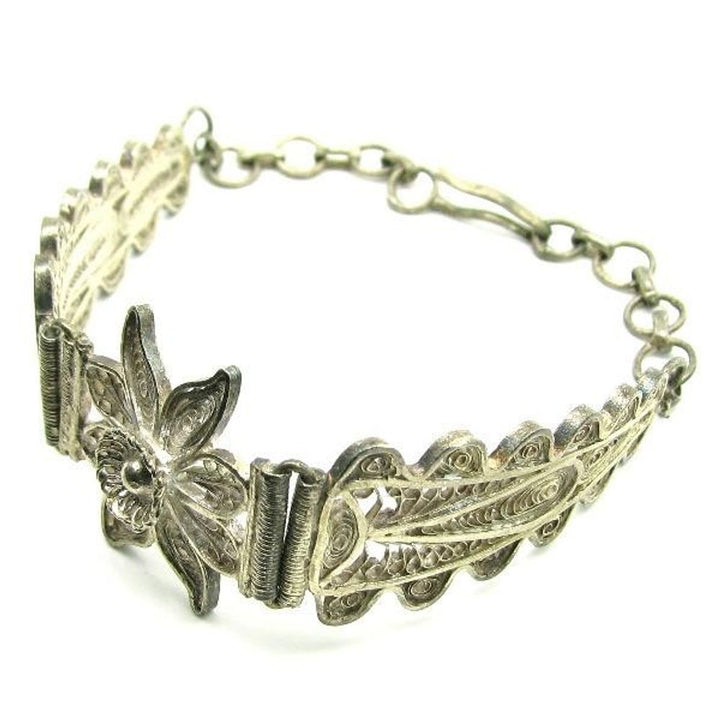 Real .925 Sterling Silver Filigree Style Bracelet - Pre-Owned