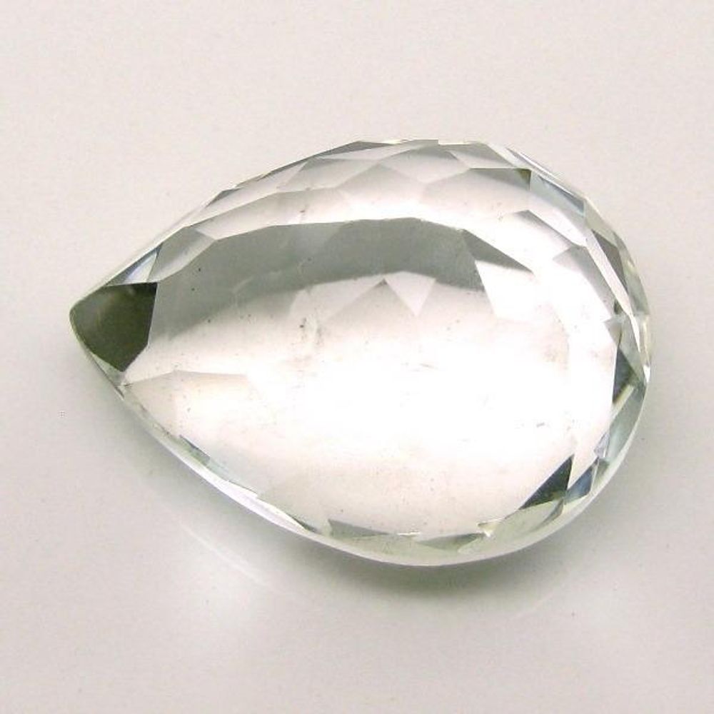 53.3Ct Natural White Crystal Quartz Pear Faceted Gemstone