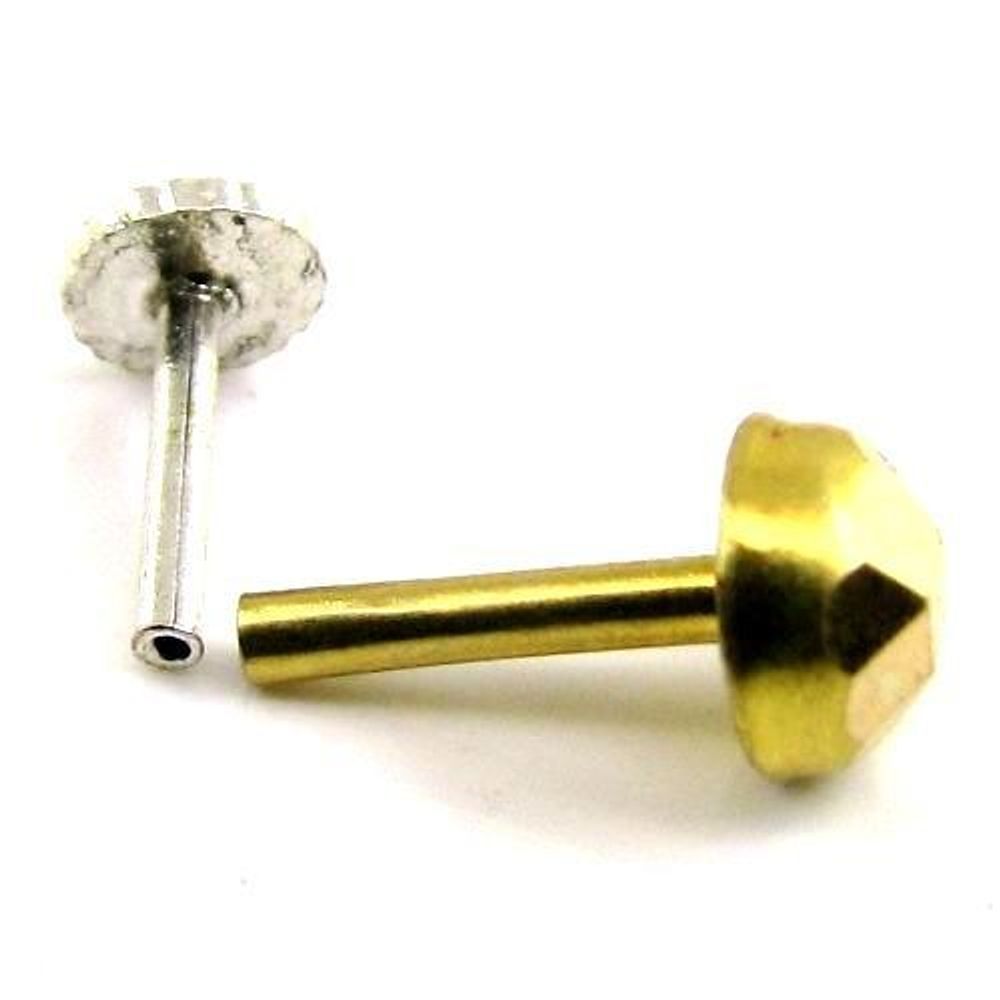 Indian Style Fancy Body Jewelry Piercing Nose Stud Pin Solid Real 14k Yellow Gold