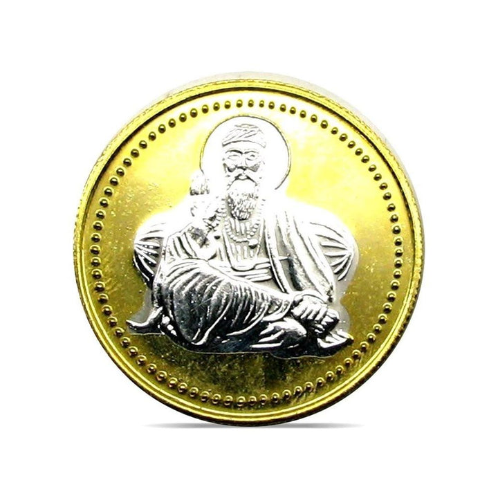 Pure Silver Coin 999 BIS Halmarked Guru Nanak Dev 24K Gold Plating
