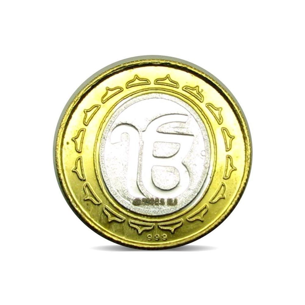 Pure Silver Coin 999 BIS Halmarked Guru Nanak Dev 24K Gold Plating