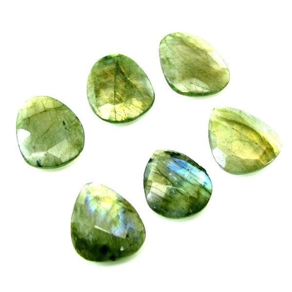 Color Play 19Ct 2pc Lot Natural Labradorite Checker Faceted Gemstones