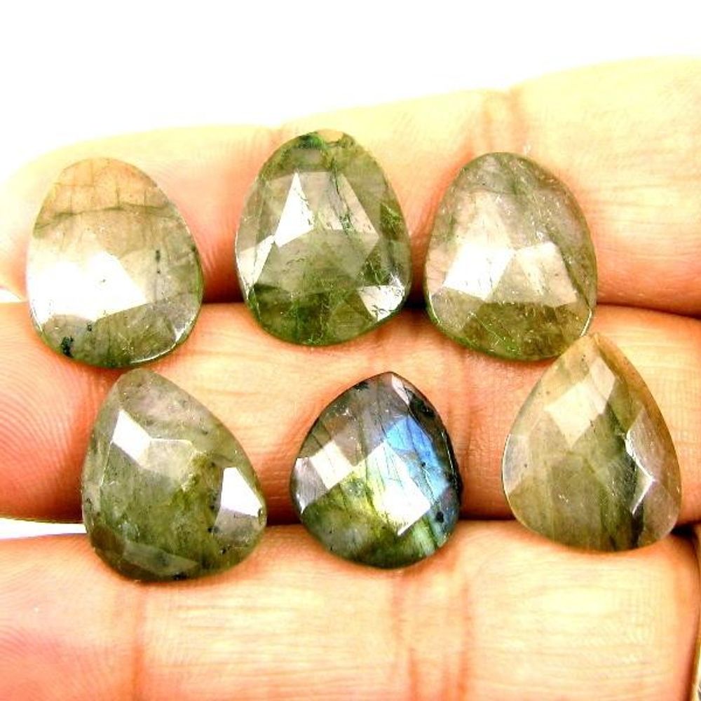 Color Play 19Ct 2pc Lot Natural Labradorite Checker Faceted Gemstones