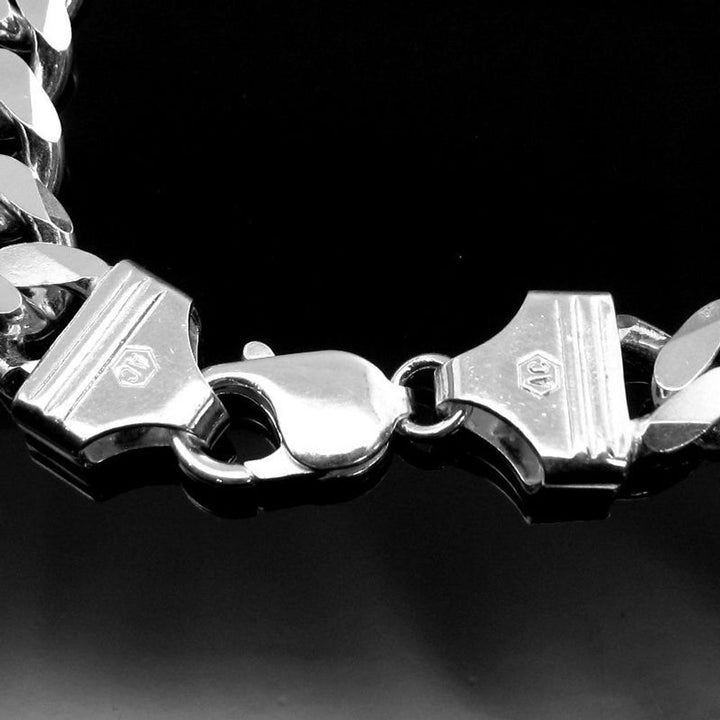 Solid Style Curb Link Design Men's Bracelet in 925 Sterling Silver