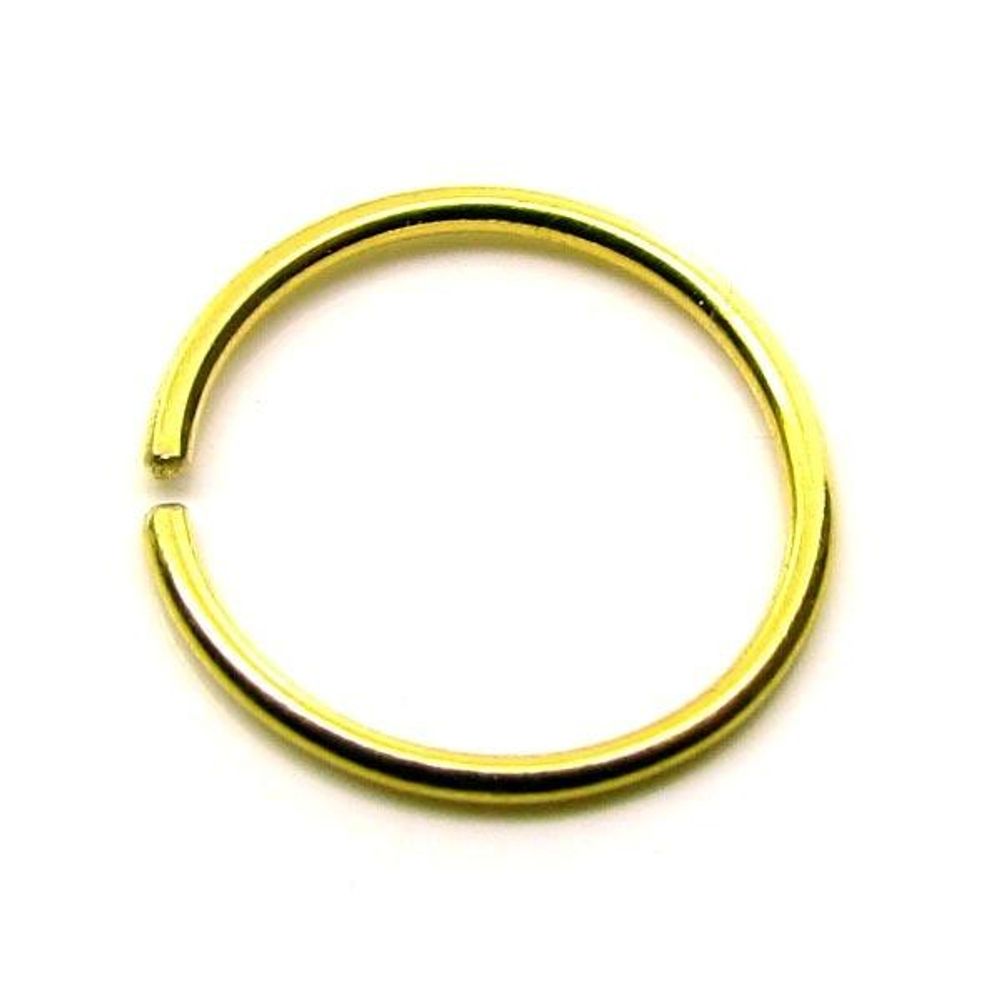 Ethnic Indian Plain Wire Nose Hoop Ring 14k Solid Real Yellow Gold Jewelry 22g