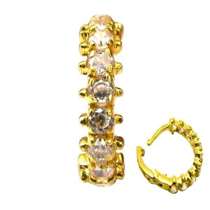 Ethnic-Indian-Solid-Casting-CZ-Body-Piercing-Nose-Hoop-Ring-14k-Yellow-Gold
