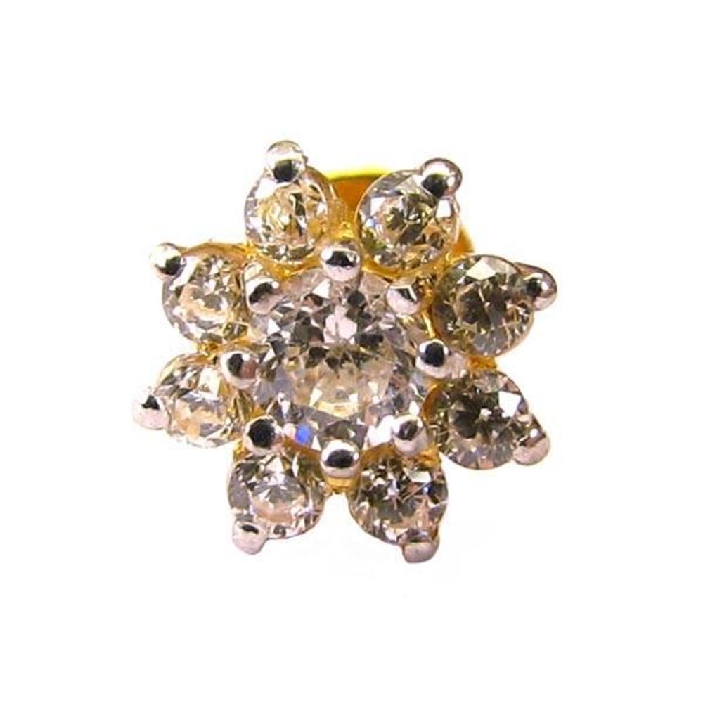 Charming CZ Studded EAR Studs PAIR 14k Solid Real Gold Screw Back