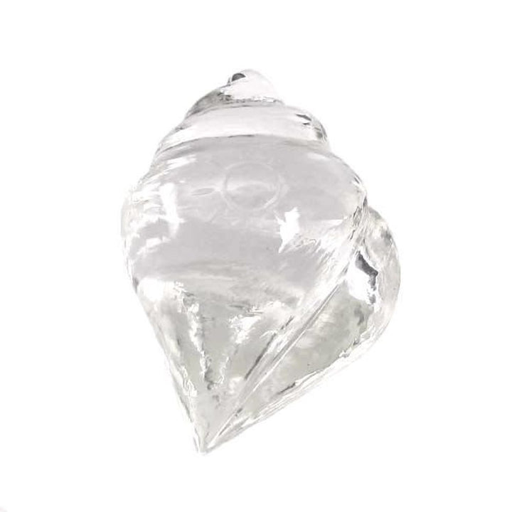 146.65Ct-Natural-Crystal-Quartz-Sphetic-Shankh-(Conch)-Goddess-Lakshmi-Blessings