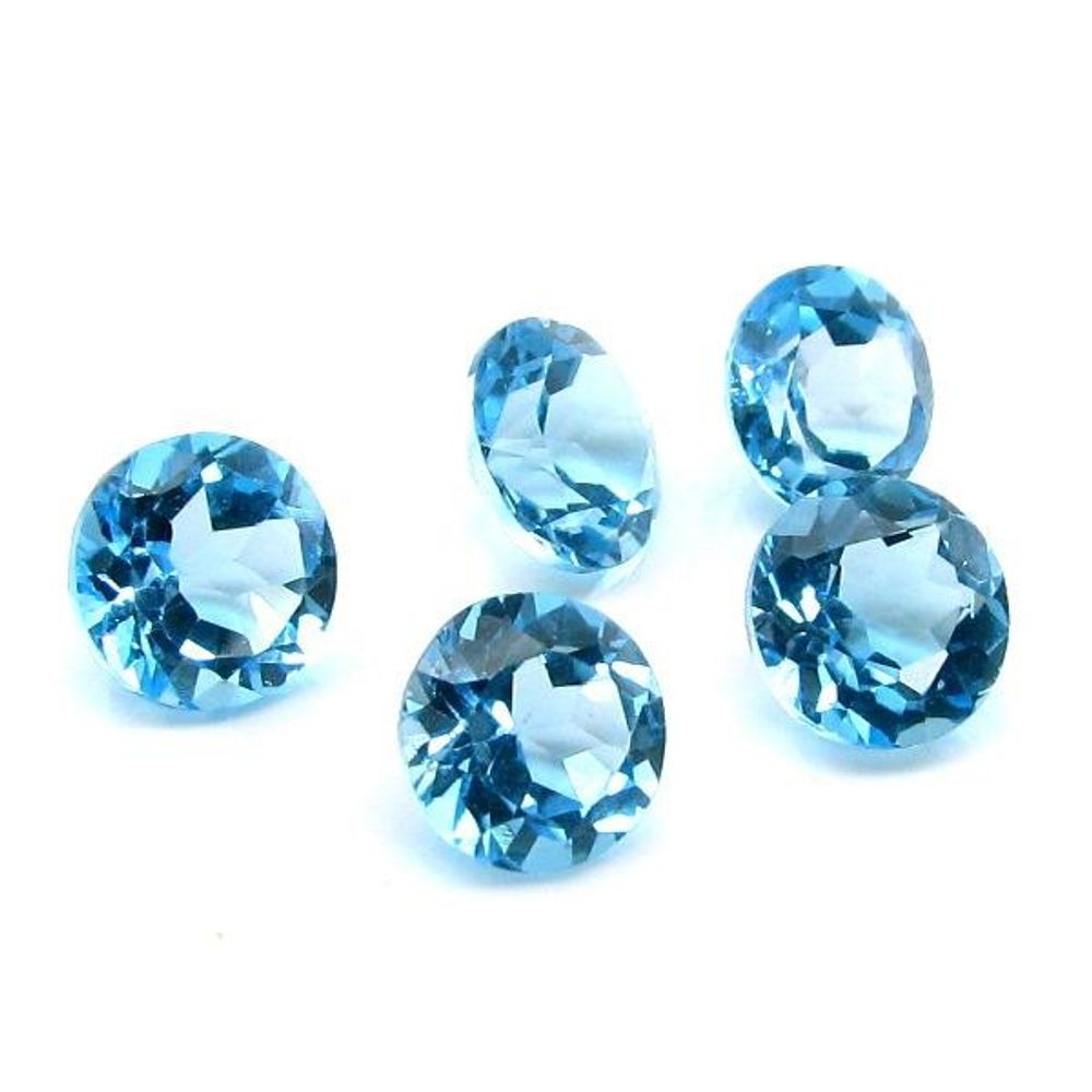 11.95Ct 5pc Lot 8mm Natural Swiss Blue TOPAZ Round Faceted VVSI Gemstones