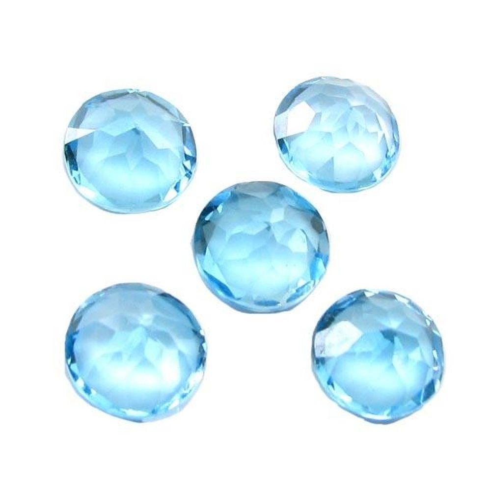 11.95Ct 5pc Lot 8mm Natural Swiss Blue TOPAZ Round Faceted VVSI Gemstones