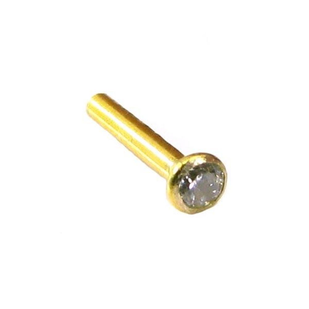 Tiny Dot small CZ Piercing Nose stud Pin Solid Real 14k Yellow Gold