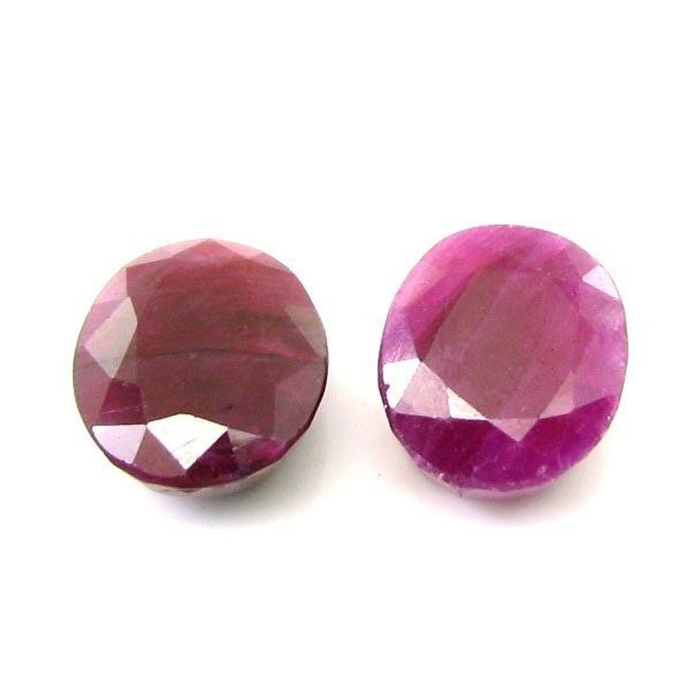 11.1Ct-2pc-Lot-of-Real-Natural-Ruby-Oval-Faceted-Gemstones
