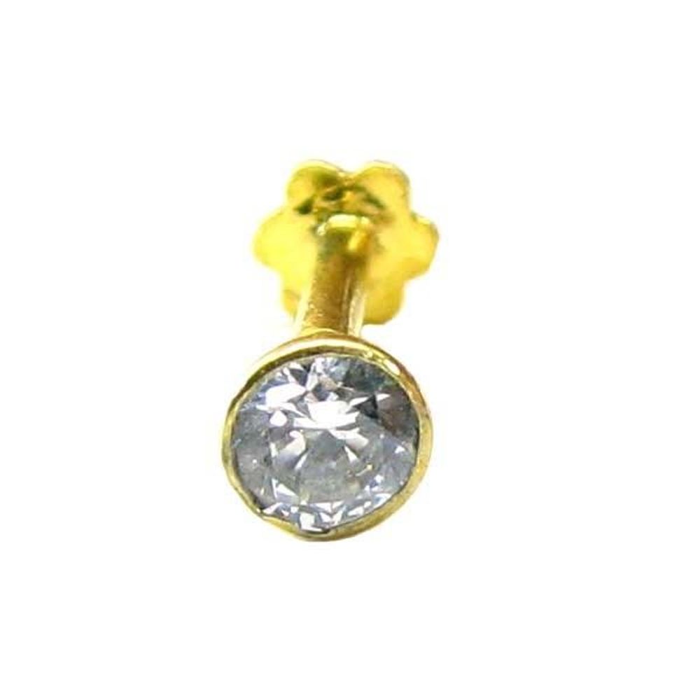 Lovely-White-CZ-Piercing-Nose-Stud-Pin-Solid-Real-14k-Yellow-Gold-Screw-Back