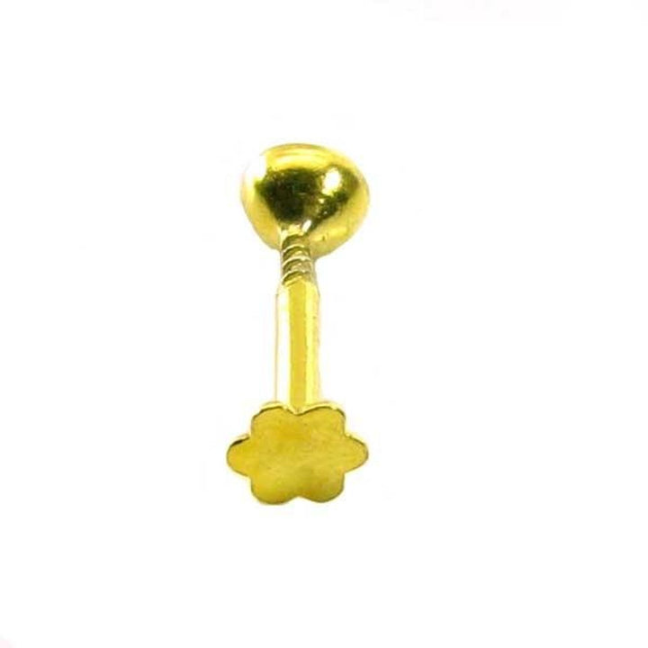 Lovely White CZ Piercing Nose Stud Pin Solid Real 14k Yellow Gold Screw Back