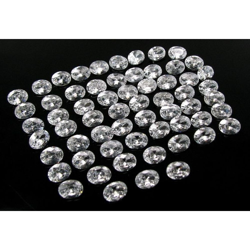 61pc Wholesale Lot Clear White Cubic Zirconia Oval Faceted