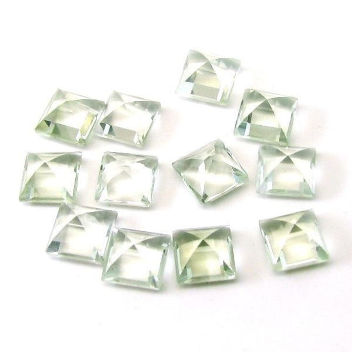21.3Ct 12pc wholesale Lot Natural Green Amethyst Square Cut VVSI Gemstones
