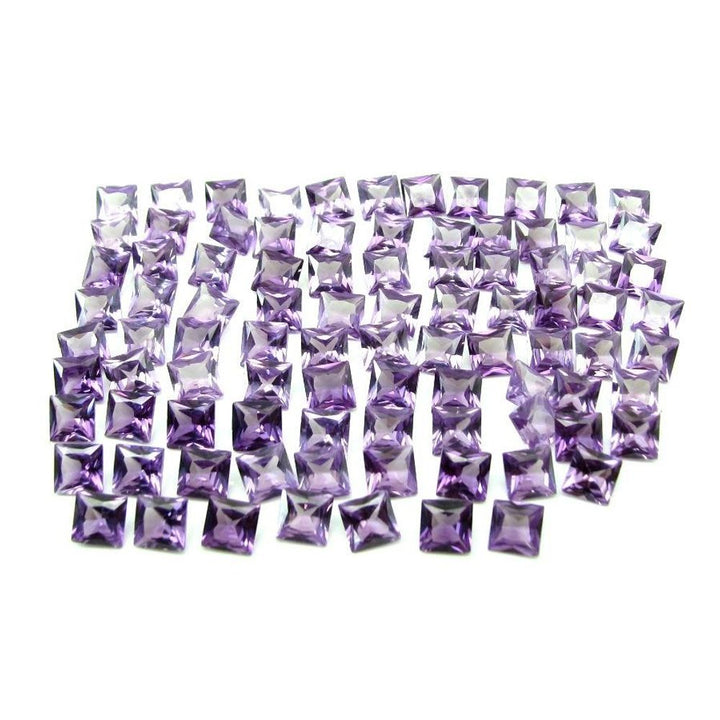 Fine-Quality-113.7Ct-90pc-Lot-Purple-Cubic-Zirconia-Square-Faceted-Gemstones