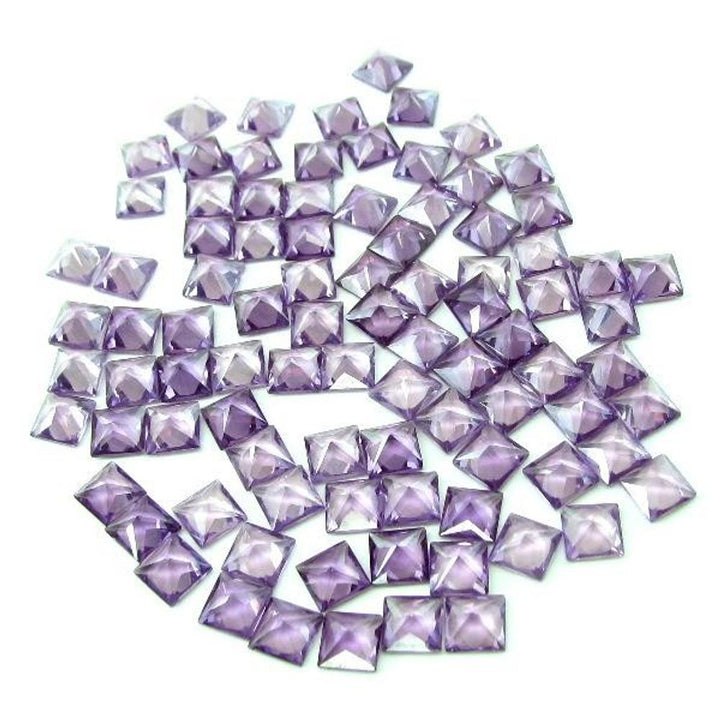 Fine Quality 113.7Ct 90pc Lot Purple Cubic Zirconia Square Faceted Gemstones